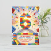 Invitation Blocs de Construction Colorés 6e Anniversaire (Debout devant)