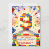 Invitation Blocs de Construction Colorés 9e Anniversaire (Devant)