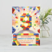 Invitation Blocs de Construction Colorés 9e Anniversaire (Debout devant)