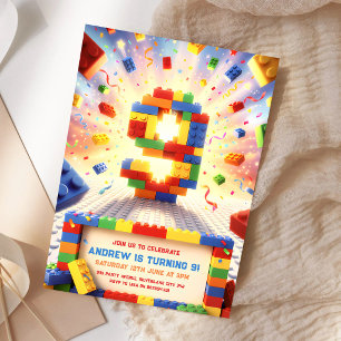 Invitation Blocs de Construction Colorés 9e Anniversaire