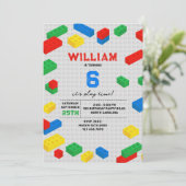 Invitation Blocs de construction de briques colorées mignonne (Debout devant)