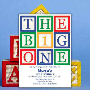 Invitation Blocs de construction de couleurs Le Grand Un 1er 