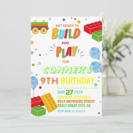 Invitation Blocs de Construction, Fête Blocs de Co (Debout devant)