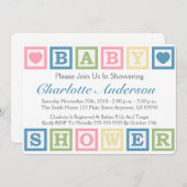 Invitation Blocs de construction Invitiations de Baby shower  (Devant / Derrière)