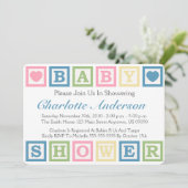 Invitation Blocs de construction Invitiations de Baby shower  (Debout devant)