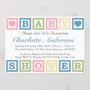 Invitation Blocs de construction Invitiations de Baby shower