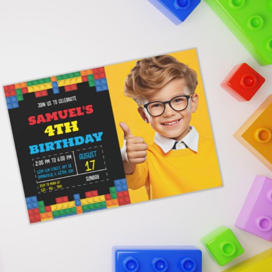 Invitation Blocs de construction Photo Anniversaire