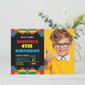 Invitation Blocs de construction Photo Anniversaire (Debout devant)