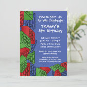 Invitation Blocs de construction pour enfants fête d'annivers (Debout devant)