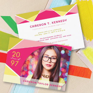 Invitation Blocs de couleur géo artistiques Photo Fête de fin