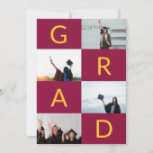 Invitation BLOCS DE COULEUR GRAD MULTI Photo Maroon Jaune (Devant)