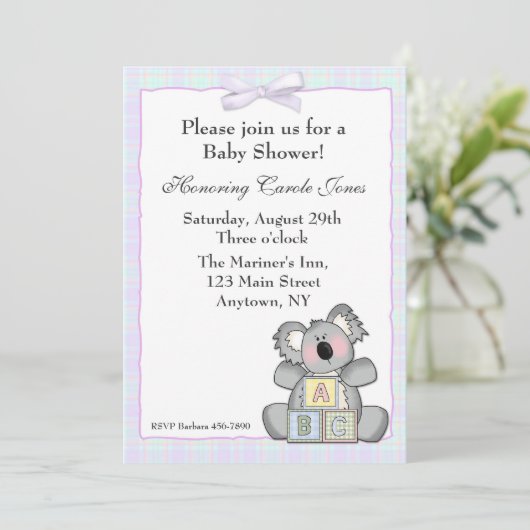 Invitation Blocs de koala (Debout devant)