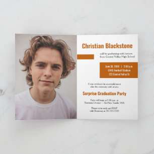 Invitation Blocs de Orange Brûlé Diplômé Trois Photos