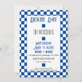 Invitation Blocs de soie Jockey Bleu et Blanc Derby (Devant)