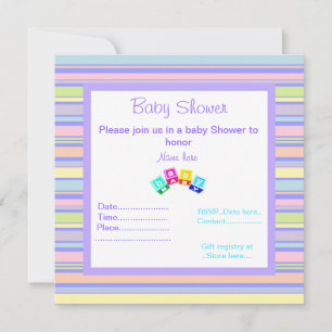 INVITATION BLOCS D'INVITATION DE BABY SHOWER DE STRIPEY PURPL