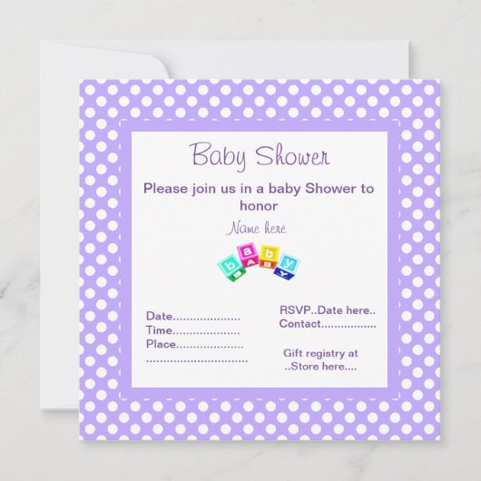 INVITATION BLOCS D'INVITATION DE BABY SHOWER POLKA POLKA POT (Devant)