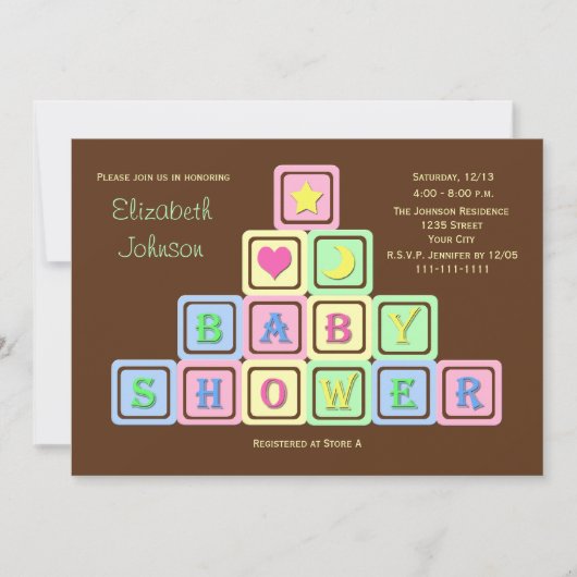 Invitation Blocs d'invitation de Baby showers neutres selon l (Devant)
