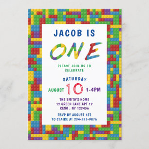 Invitation Blocs en plastique coloré garçons premier annivers