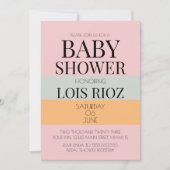 Invitation Blocs modernes Pink Mint brillant Baby shower gras (Devant)