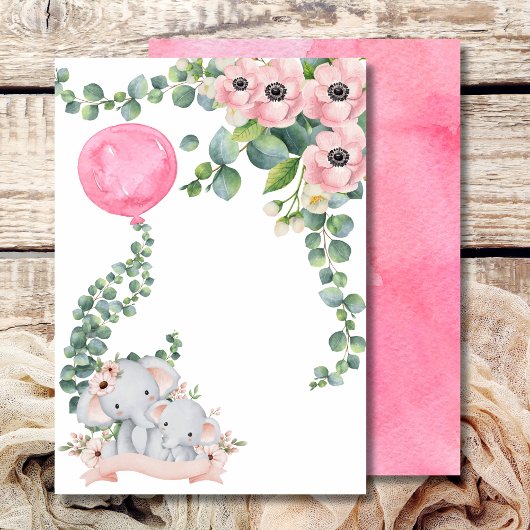 Invitation Blond Ajoutez votre propre ballon rose Eucalyptus