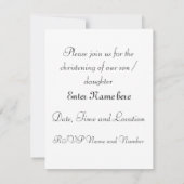 Invitation Blonde Angel bébé avec un papillon. (Dos)