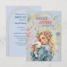 Invitation Blonde Anniversaire Fille Sweet Seize