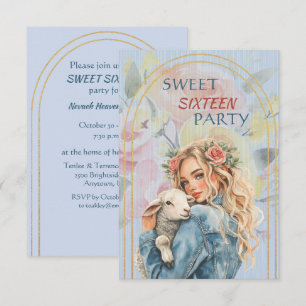 Invitation Blonde Anniversaire Fille Sweet Seize