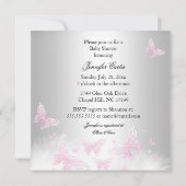 Invitation Blonde Baby shower à papillon en argent rose (Dos)