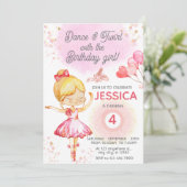 Invitation Blonde Ballerina fille anniversaire ballet (Debout devant)