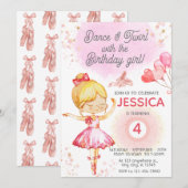 Invitation Blonde Ballerina fille anniversaire ballet (Devant / Derrière)