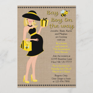 Invitation Blonde Bay Bee Boy sur le chemin du Baby shower
