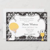 Invitation Blonde Boy Première Communion Damask (Devant)