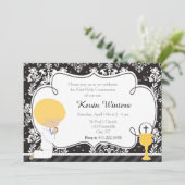 Invitation Blonde Boy Première Communion Damask (Debout devant)