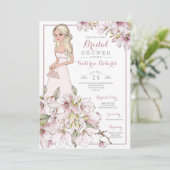 Invitation Blonde Bride Fête des mariées florale (Debout devant)