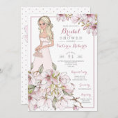 Invitation Blonde Bride Fête des mariées florale (Devant / Derrière)