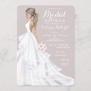 Invitation Blonde Bride Lace Gown Fête des mariées