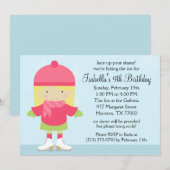 Invitation Blonde Caucasion Patinage sur glace Anniversaire (Devant / Derrière)