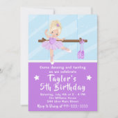 Invitation Blonde cheveux Ballerina dans le Tutu violet Anniv (Devant)