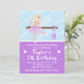 Invitation Blonde cheveux Ballerina dans le Tutu violet Anniv (Debout devant)