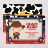 Invitation Blonde Cowboy Ouest Vieux-Ouest Anniversaire (Devant / Derrière)