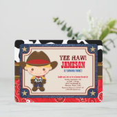 Invitation Blonde Cowboy Ouest Vieux-Ouest Anniversaire (Debout devant)