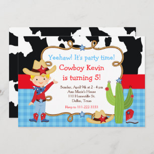 Invitation Blonde Cowboy Western Anniversaire Party