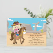 Invitation Blonde Cowgirl à cheval, anniversaire (Debout devant)