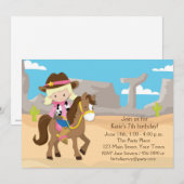 Invitation Blonde Cowgirl à cheval, anniversaire (Devant / Derrière)