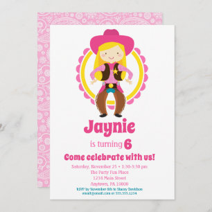 Invitation Blonde Cowgirl fête d'anniversaire