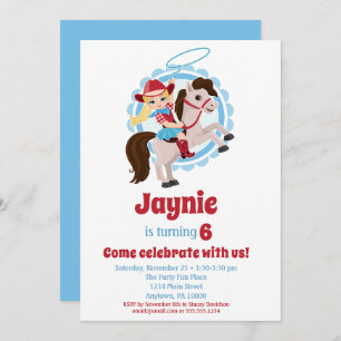 Invitation Blonde Cowgirl Horse Rodeo fête d'anniversaire