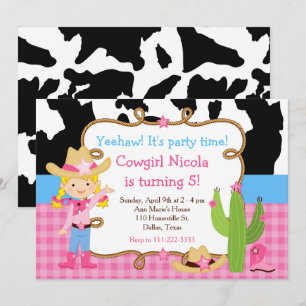 Invitation Blonde Cowgirl Western fête d'anniversaire