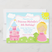 Invitation Blonde Cute Princess et Dragon Anniversaire (Devant)