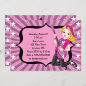 Invitation blonde d'anniversaire de fille de (Devant / Derrière)