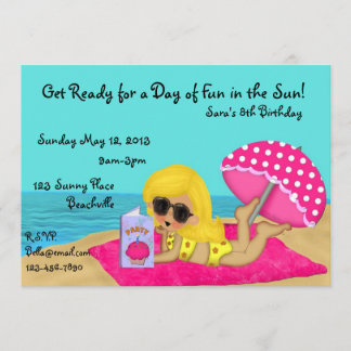Invitation blonde de coutume de partie de plage